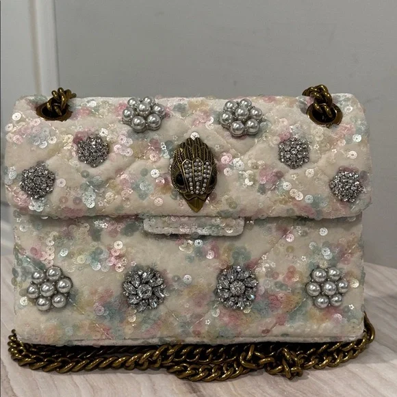 Kurt Geiger Bag Pastel Sequin Pearls Crystal Embellished Sample Sale Crossbody - Picture 4 of 17